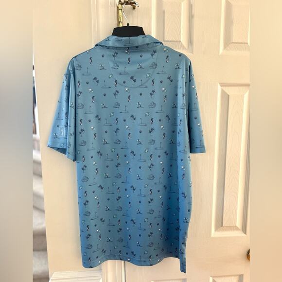 PGA Tour Blue Ocean Beach Golf Print Polo - Picture 6 of 8